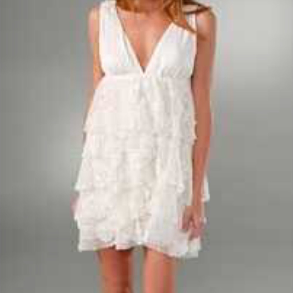 Alice & Olivia Tiered Silk and Lace Ruffled Dress