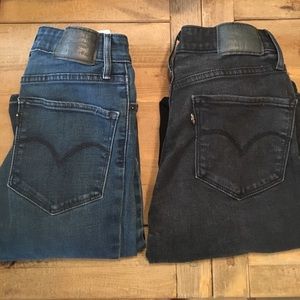 Levi's High Rise Skinny Jean in Blue & Washed Blck