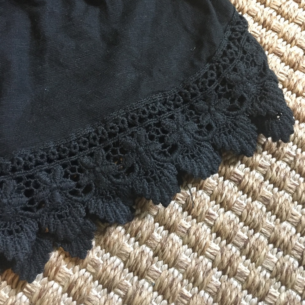 Black Flowy Shorts with Lace Designs - Picture 3 of 3
