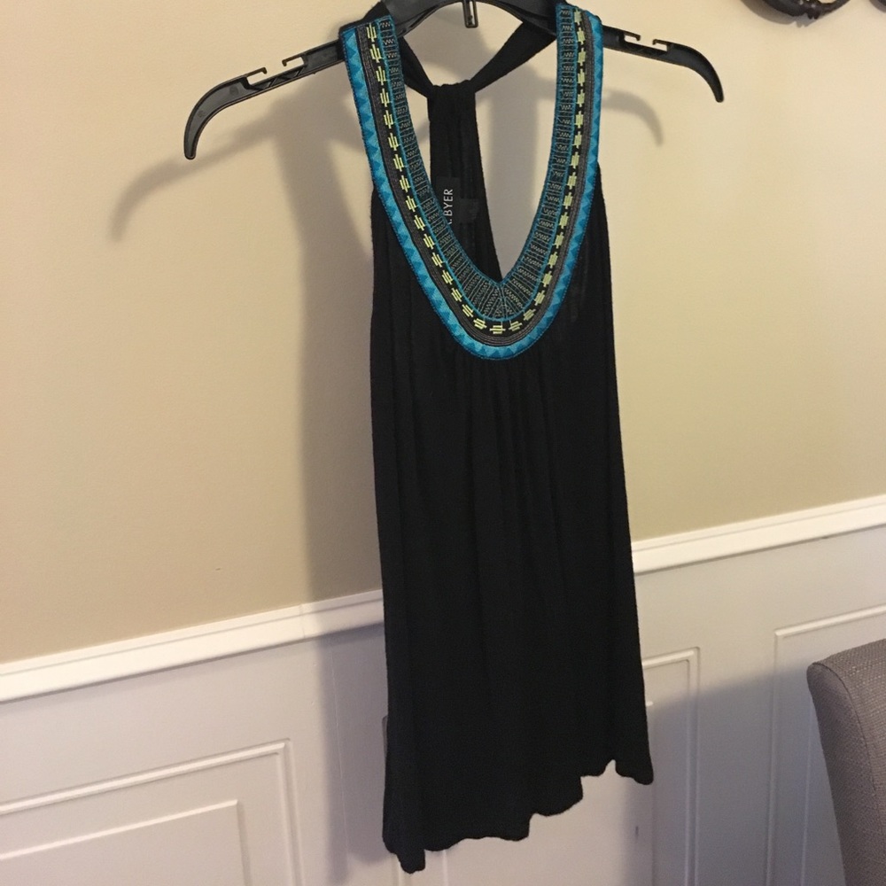 A. Byer black tank top with colorful neckline