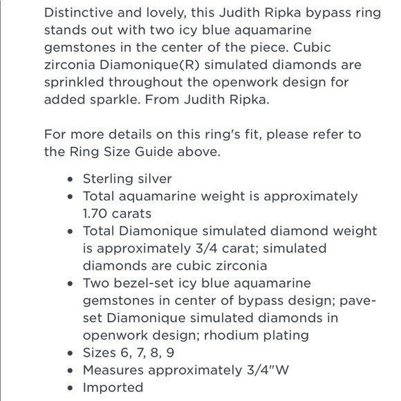 Judith Ripka aqua ring! - Picture 4 of 4