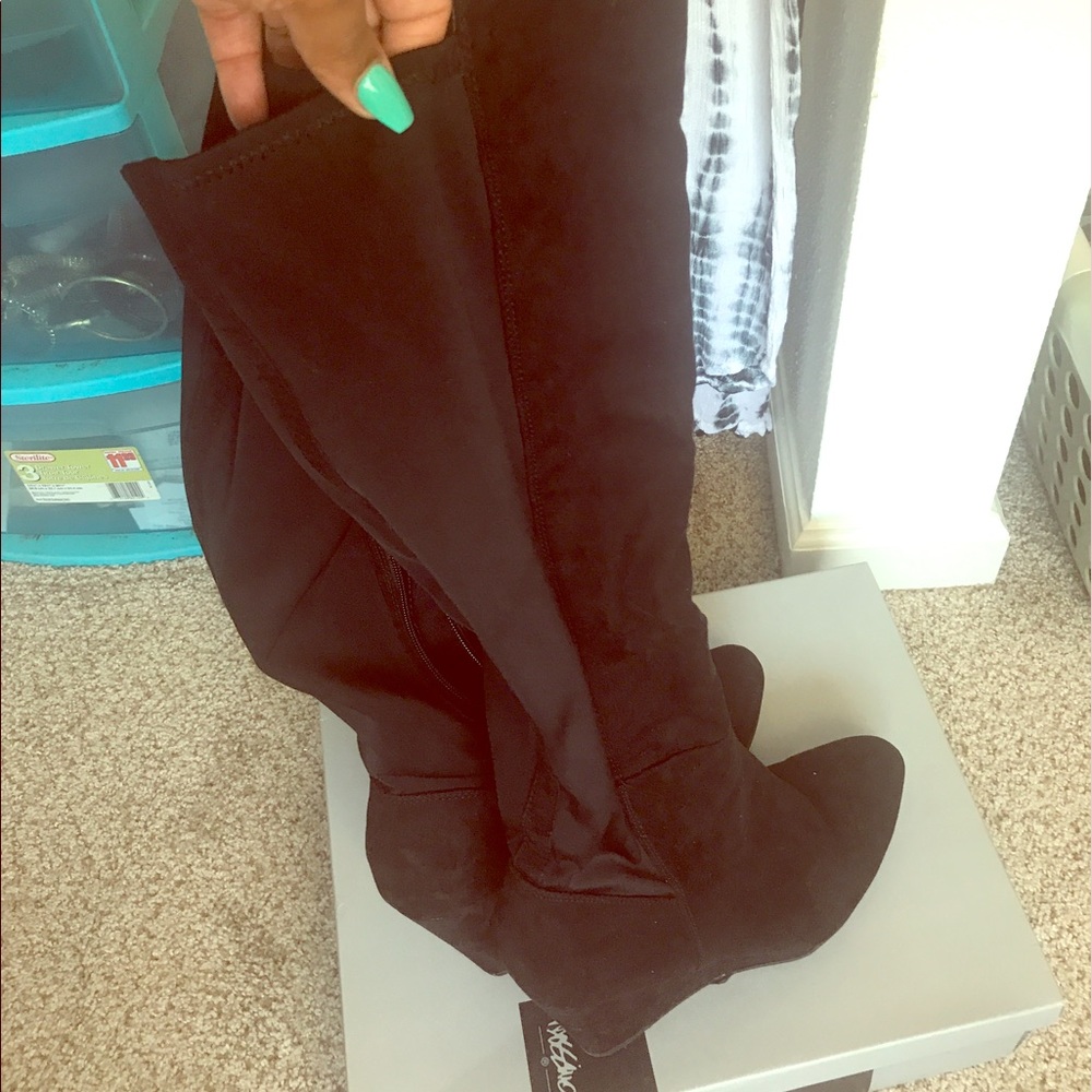 Stretch Over the knee wedge boots