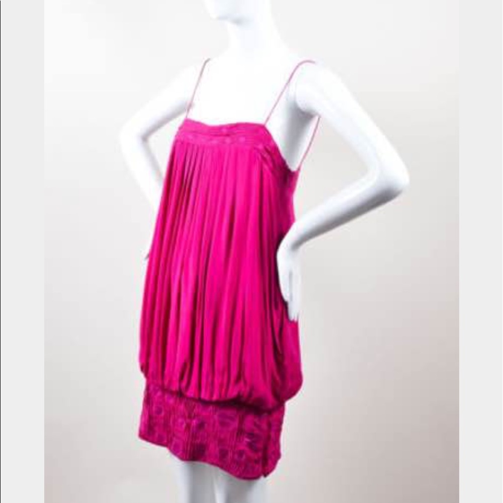 Catherine Malandrino Silk Rushed Pleated Dress