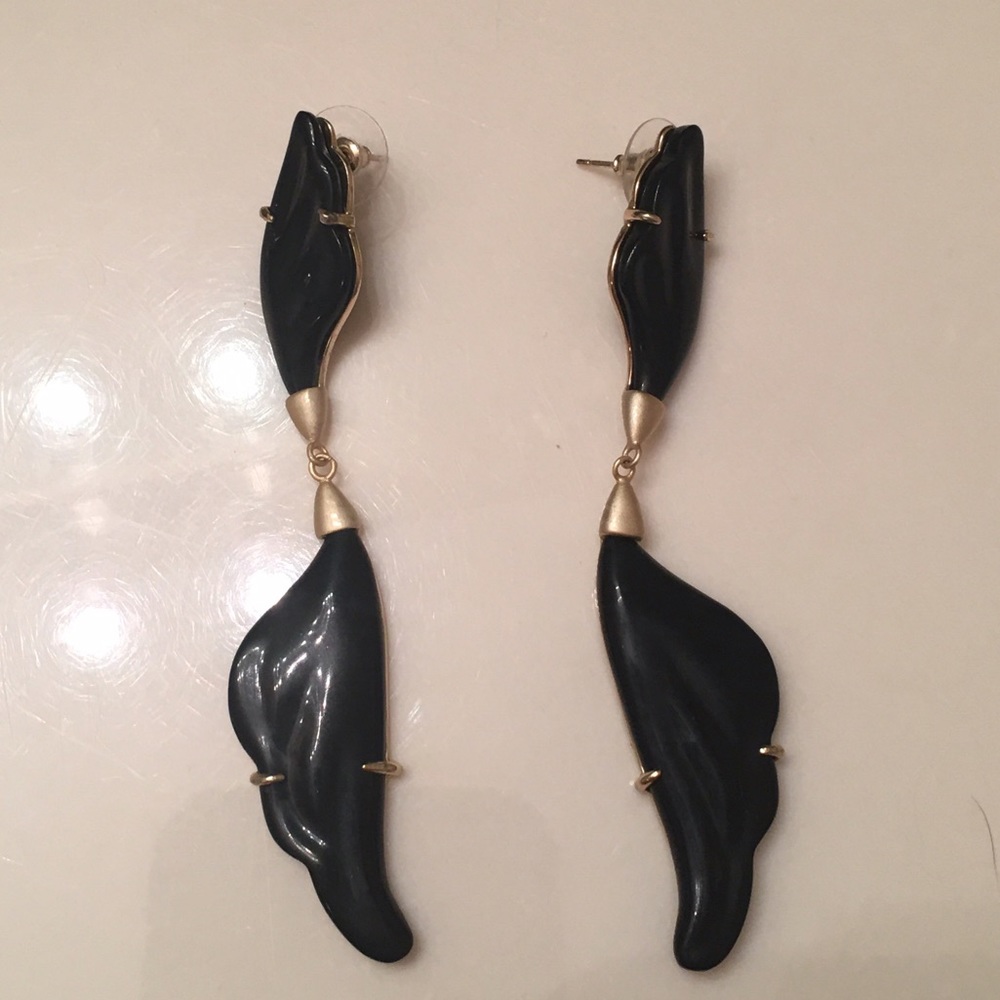 Kendra Scott Black & Gold " Winged " Stud Earrings