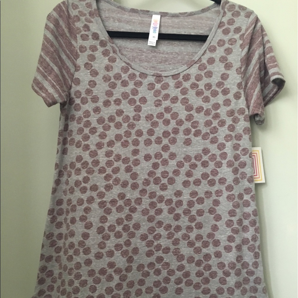 XS gray and rose stripe and dot Classic T