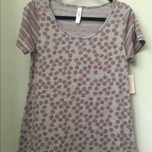 XS gray and rose stripe and dot Classic T