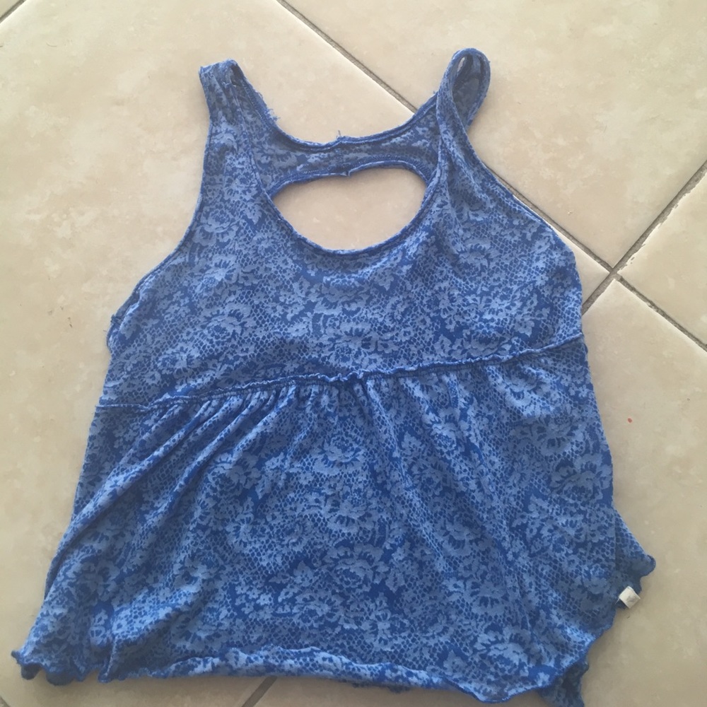 Blue floral patterned float crop top