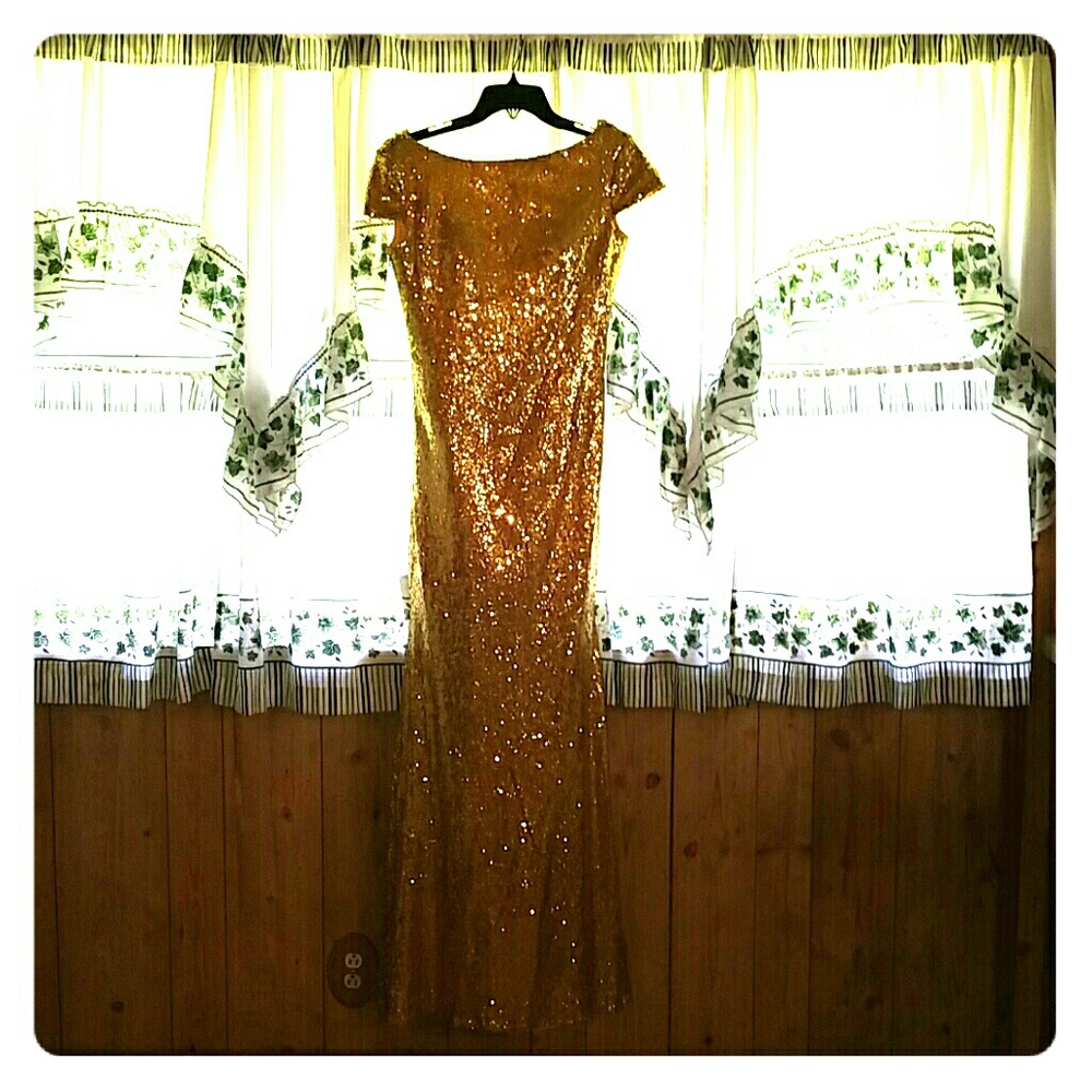 Gold sequin bridesmaid dress