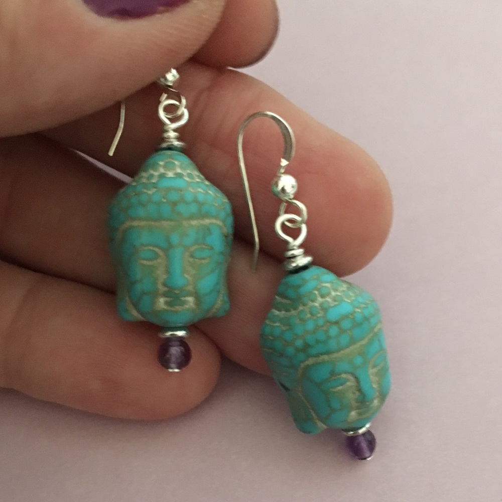 🌿 Gemstone Buddha Earrings 🌿🔮