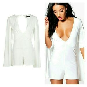 Boohoo Caped White Romper