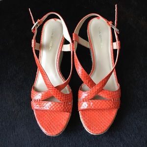 Via Spiga Orange Snake Sandals
