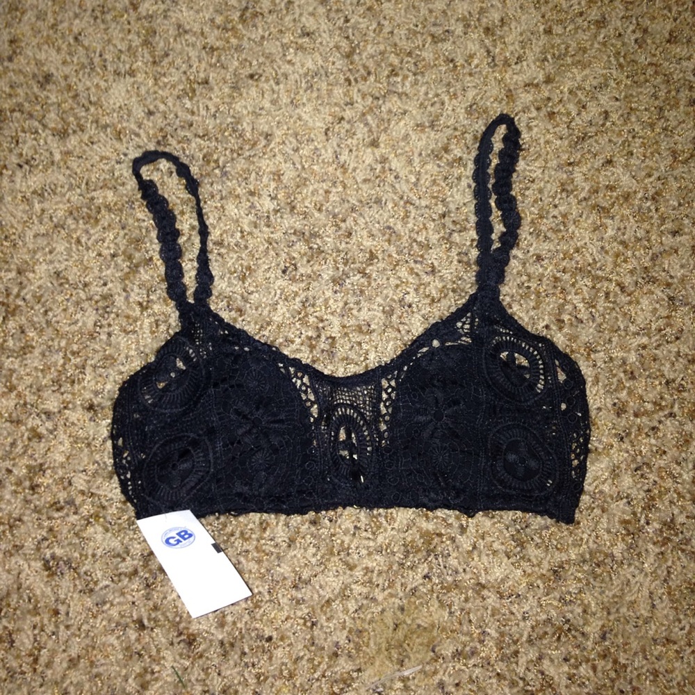 LA hearts crochet bikini top