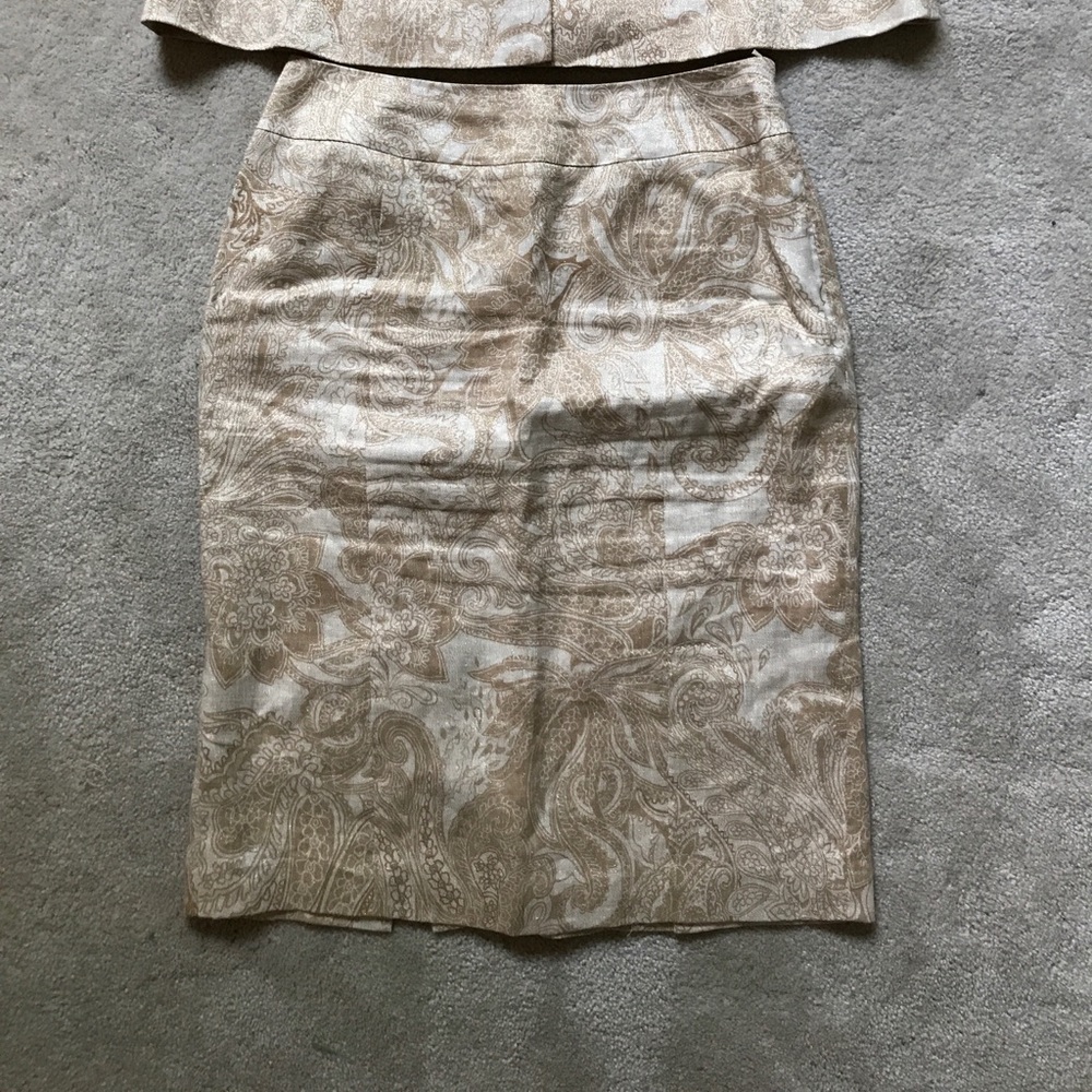 Lafayette 148 linen skirt suit top 10, skirt 8 - Picture 3 of 6