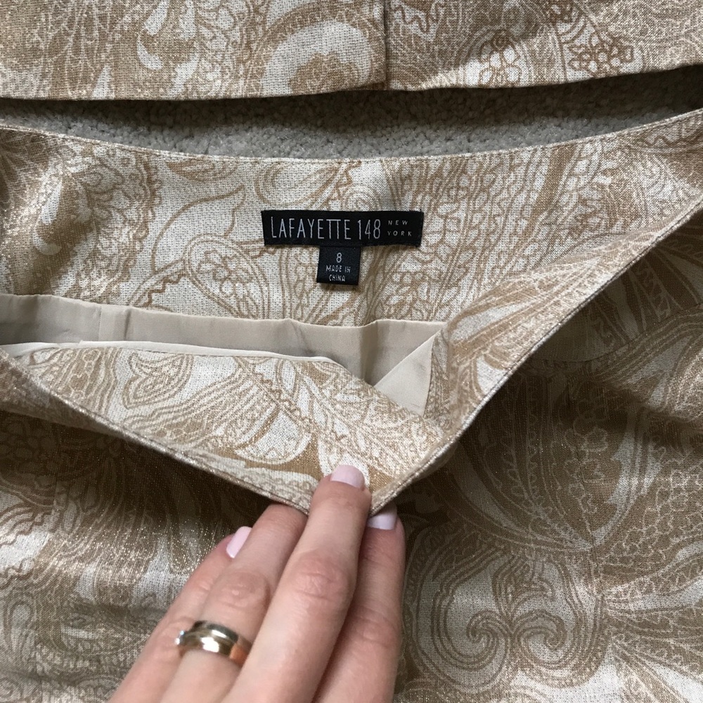 Lafayette 148 linen skirt suit top 10, skirt 8 - Picture 4 of 6