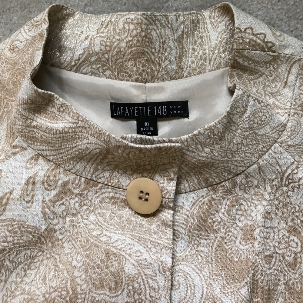 Lafayette 148 linen skirt suit top 10, skirt 8 - Picture 5 of 6