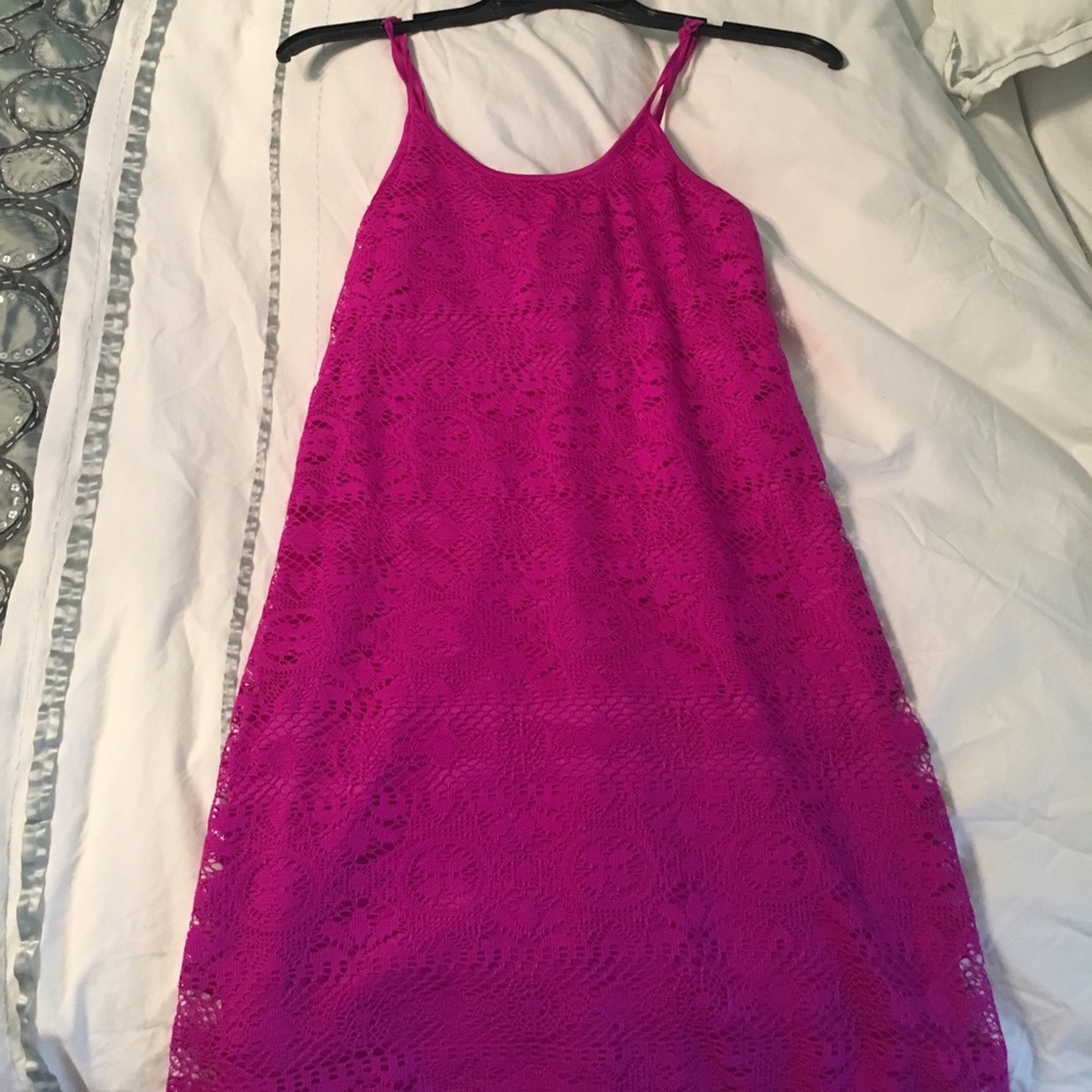 Fuchsia spaghetti strap dress