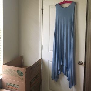 Gorgeous asymmetrical blue dress with pockets