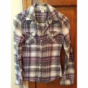 XS Mossimo Gray Fitted Flannel