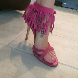 Manolo pink fringe heels!