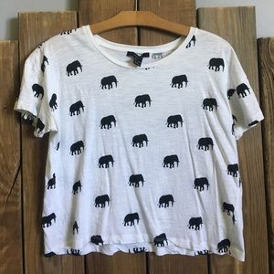 Forever 21 white tee with black elephants