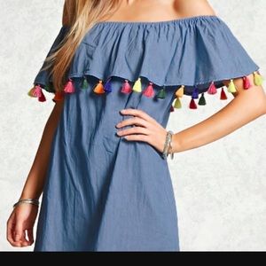Forever 21 off the shoulder tassel dress