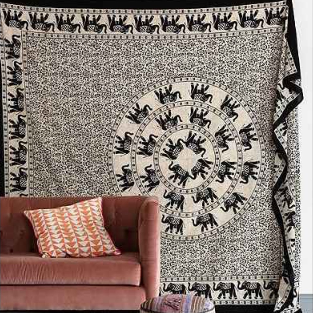 Magical elephant thinking tapestry