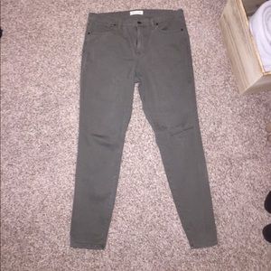 Madewell army green high rise skinny jeans
