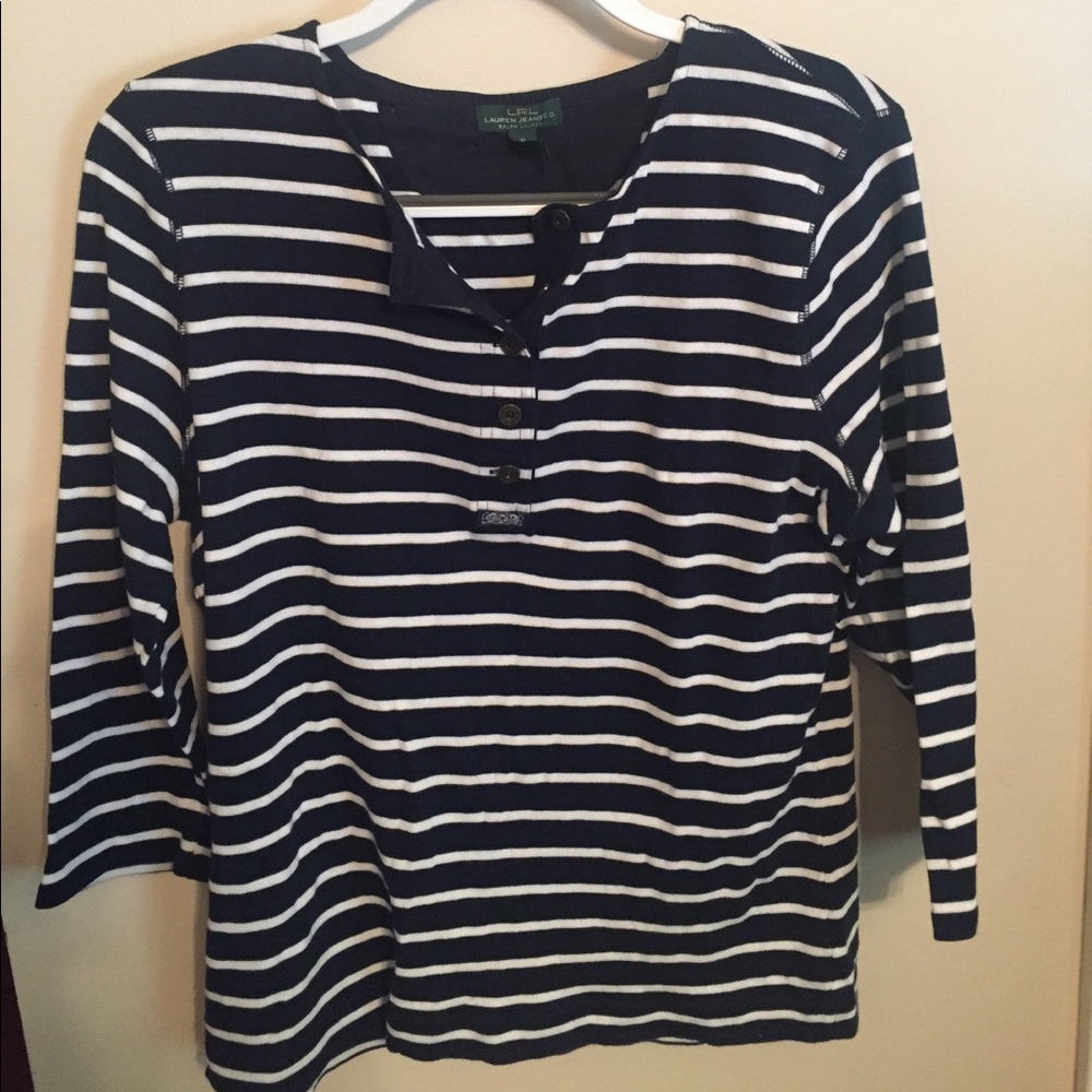 Blue &a White striped RL top