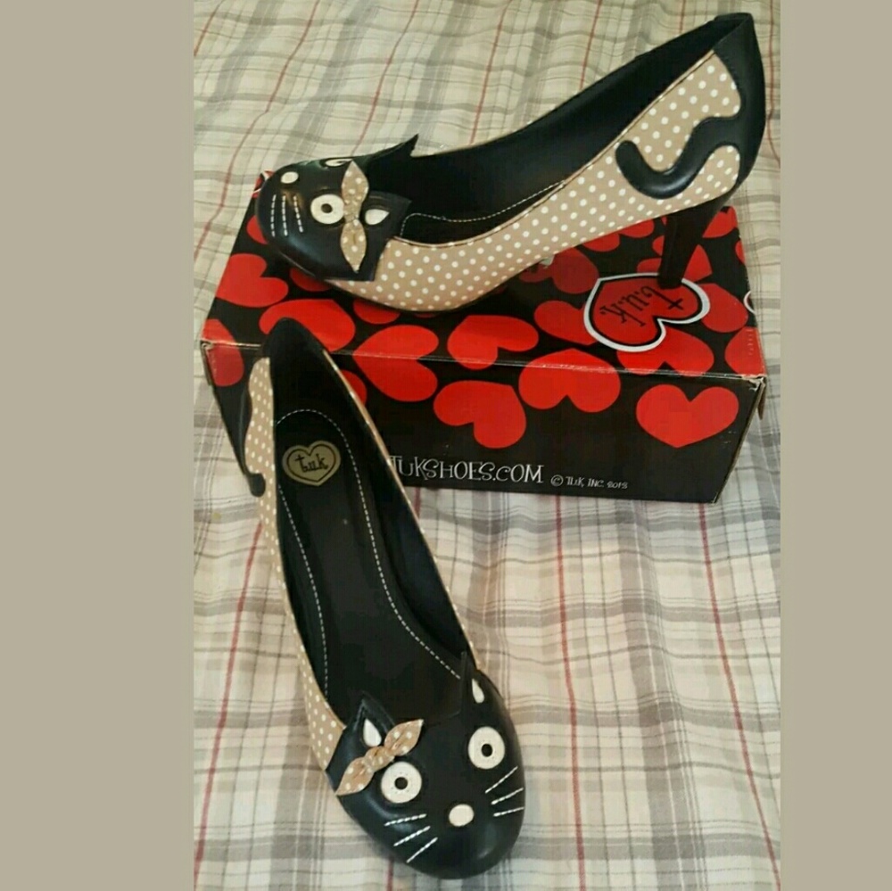 T.U.K Retro Polka Dot Rockabilly Kitten Heels 11