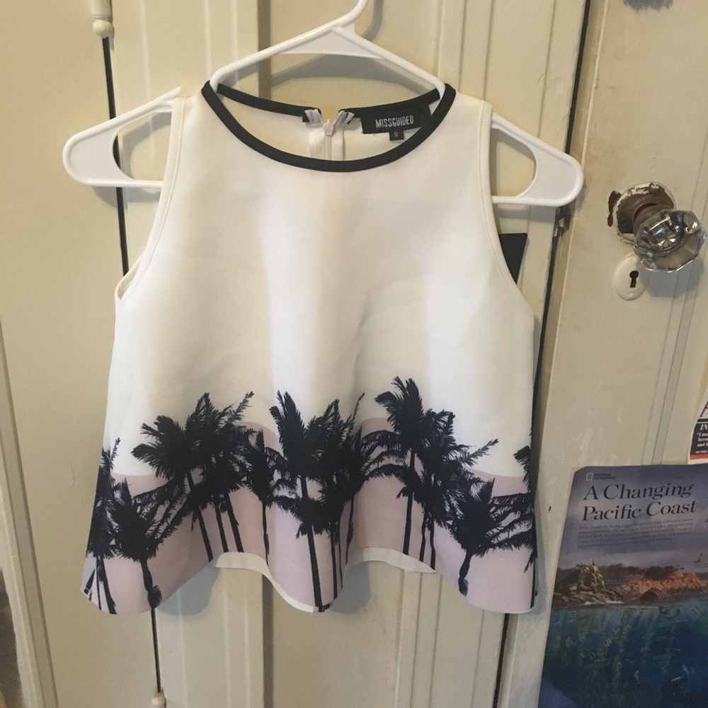 NWT Missguided neoprene palm tree print tank