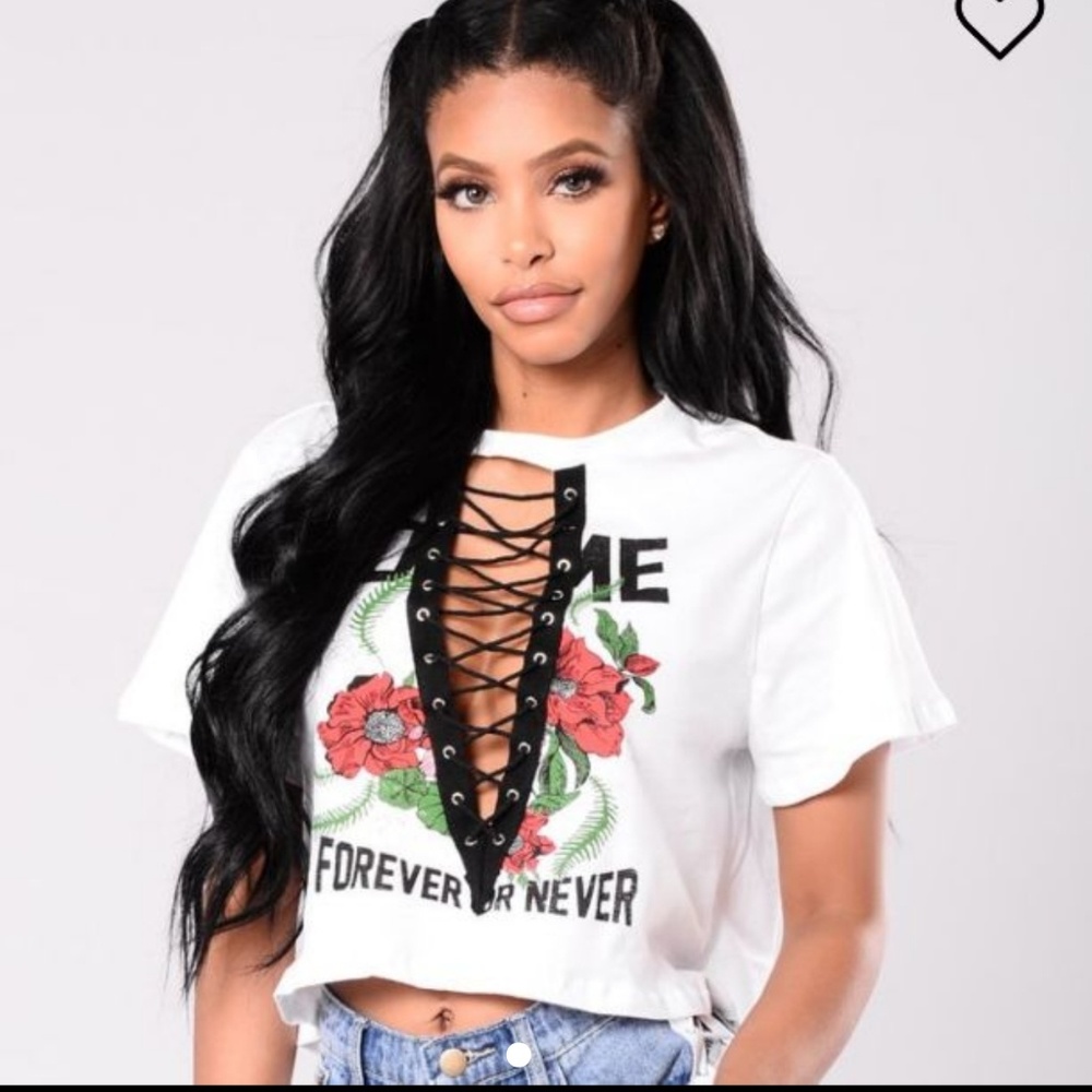 White Graphic Crop Top
