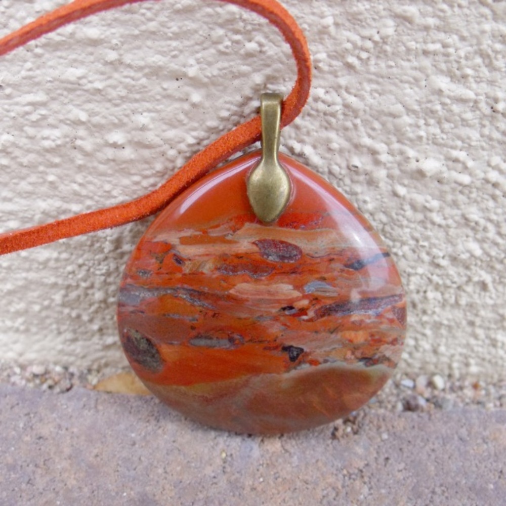 Flame Jasper Picture Stone Necklace