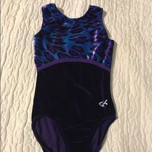 Girls Medium GK velvet leotard gymnastics outfit