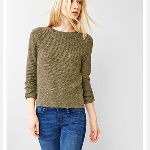 Moss-Stitched Bracken Olive Raglan GAP Sweater