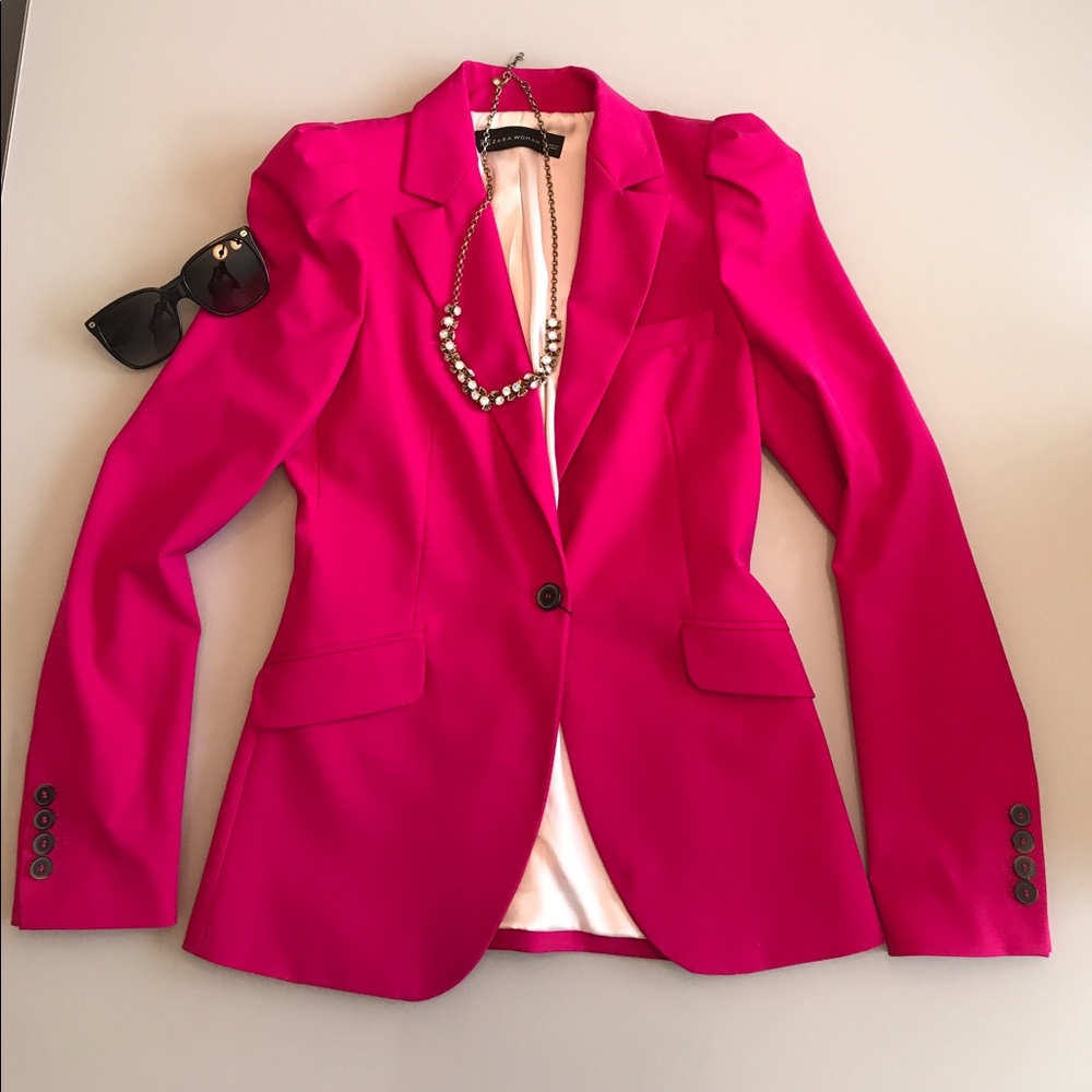 Zara Woman hot pink blazer