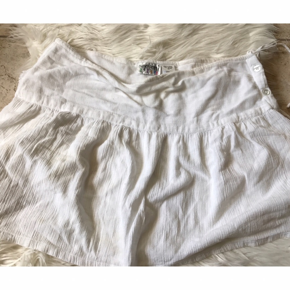 *Funky People* white cotton sheer mini skirt