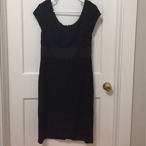 Little black brocade dress