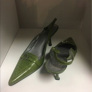 Slingback croc/ snake green  heels