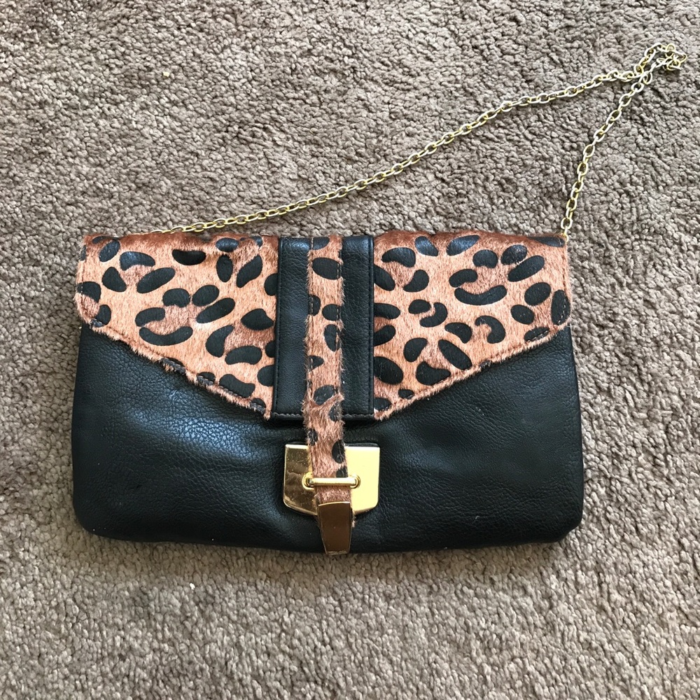 Cheetah leather clutch.