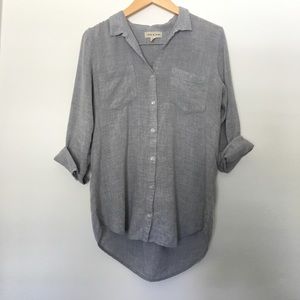 Anthropologie linen "stone grey" button up