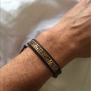 Chan Luu brown leather and copper bracelet