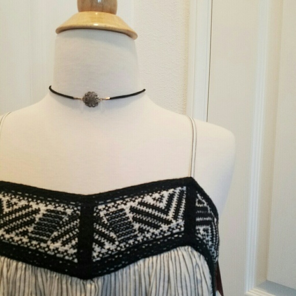 Free People Tops - NWT Embroidered and striped flowy tank