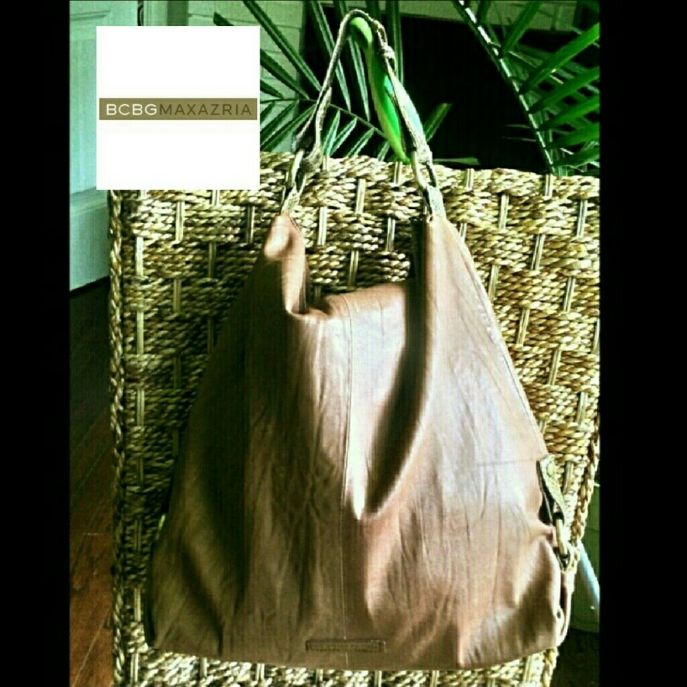 BCBG MAX AZRIA Brown leather snake hobo handbag