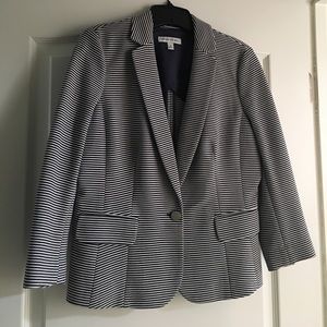 Navy and white striped blazer