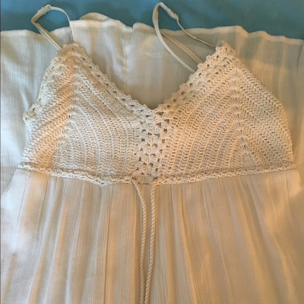 American Eagle Cream Crocheted Maxi Dress, XS