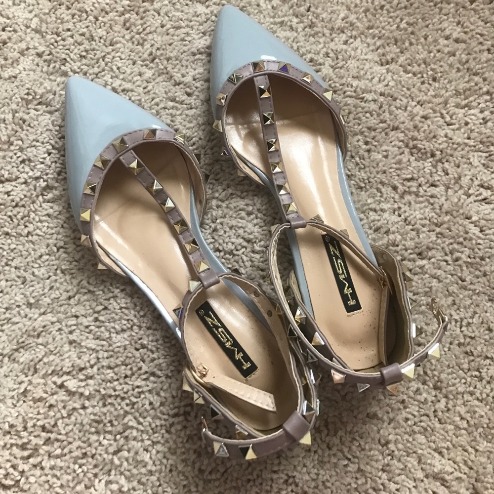 Studded Pointed Toe Flats (8)