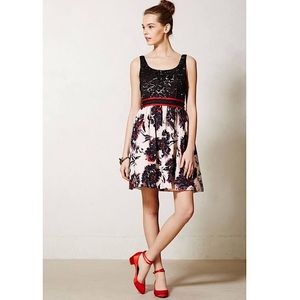 ANTHROPOLOGIE Brushstroke Blossoms Dress Size 6