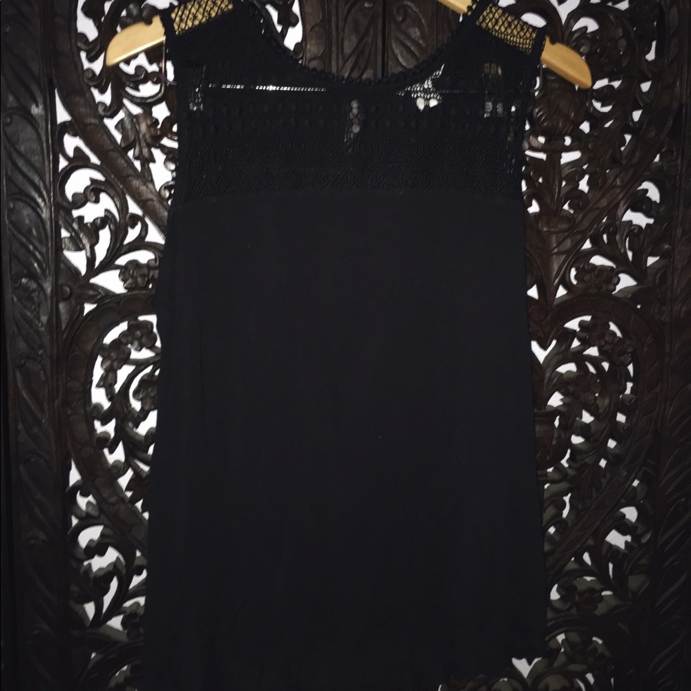 Black tank top with lace on the top