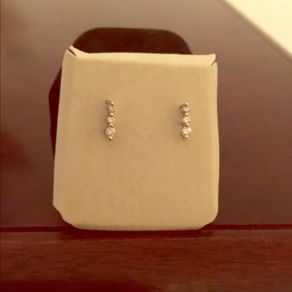 3 diamond drop earrings sterling silver