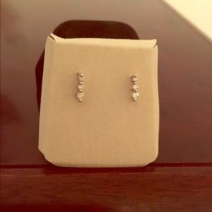 3 diamond drop earrings sterling silver